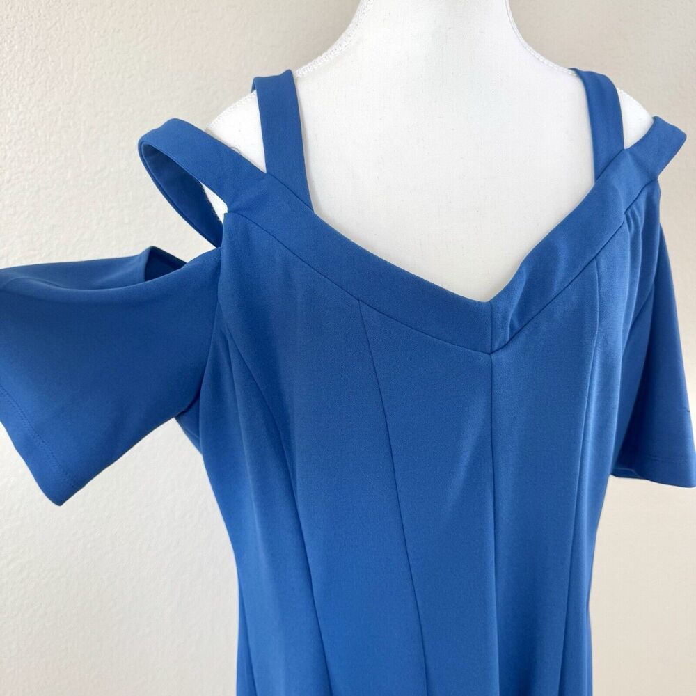 $99 Lane Bryant Strappy Cold Shoulder Fit & Flare Dress Royal Blue Plus Size 16 - Picture 6 of 16